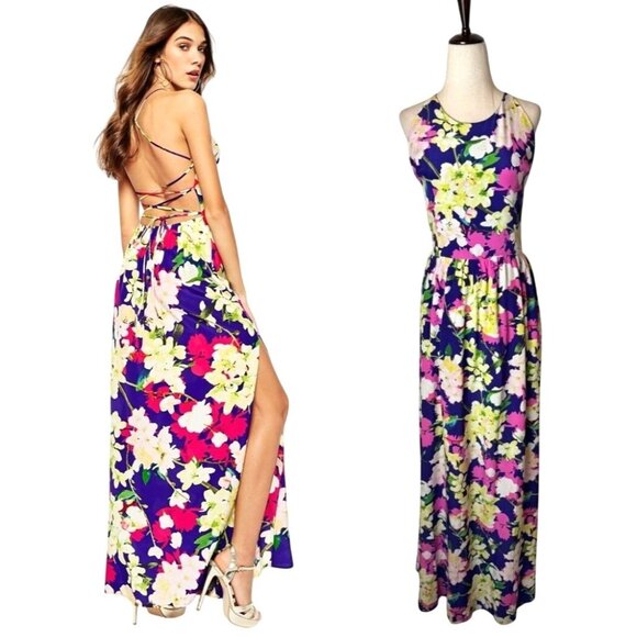 Yumi Kim Dress Women Large Silk Floral Summer Lovin Mulberry Orchard Lace Up - Picture 1 of 11